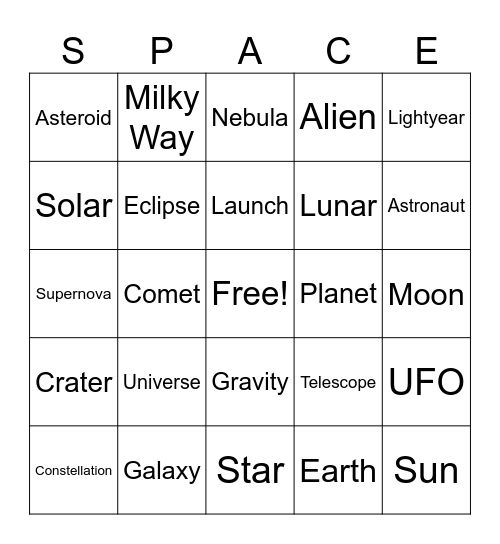 Bingo Blastoff Bingo Card