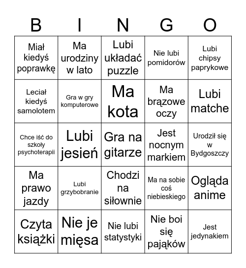 Twórcze Bingo Card