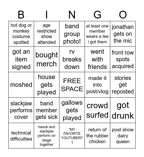SLACKJAW FALL 2026 BINGO Card