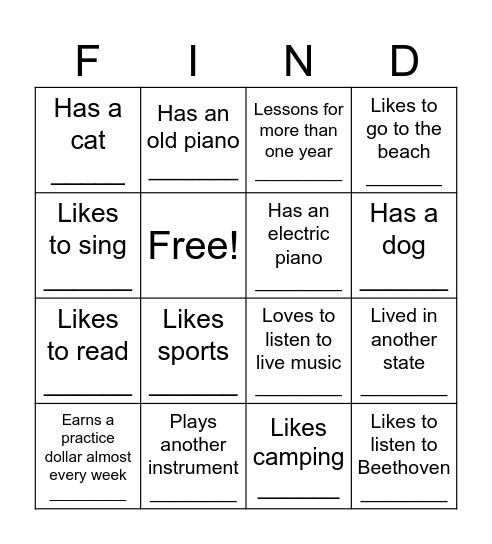 Get to Know You Bingo! Bingo Card