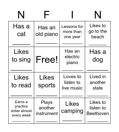 Get to Know You Bingo! Bingo Card