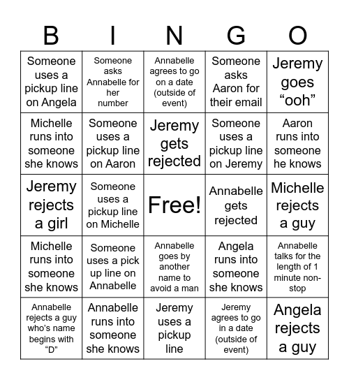 IRL Subtle Asian Dating Bingo Card