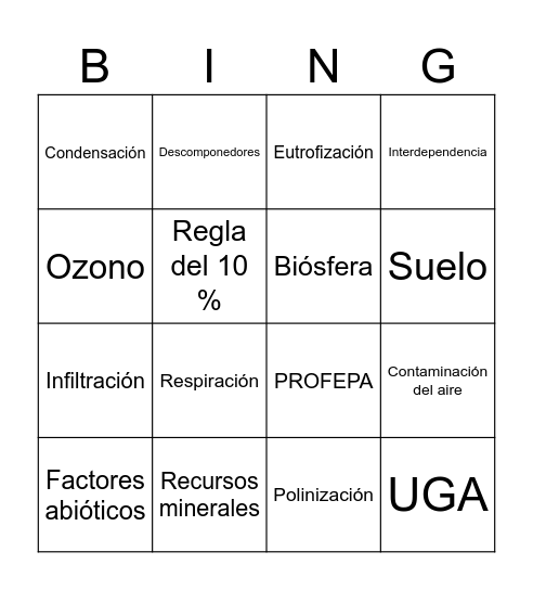 Bingo ambiental Bingo Card