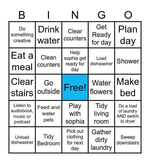 Daily Tasks Bingo Card