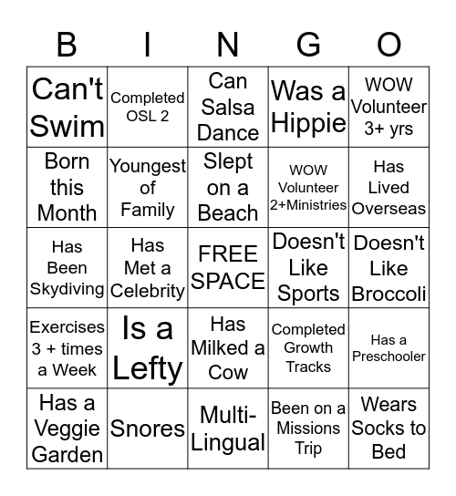 People Match Bingo Card