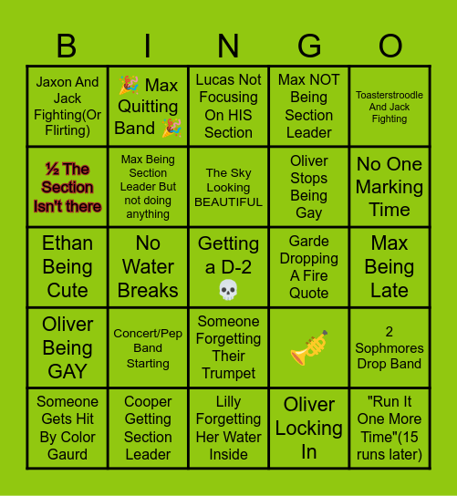 MARCHING BAND Bingo Card