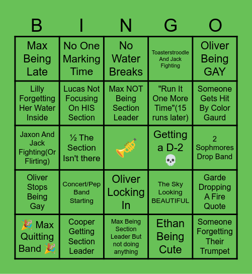 MARCHING BAND Bingo Card