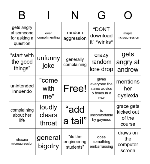 grace Bingo Card