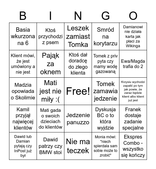 Bingo ŚP. Beaty i Justyny Bingo Card