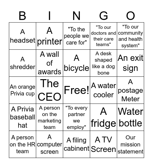 Bring Your Child To Work Day Bingo Card