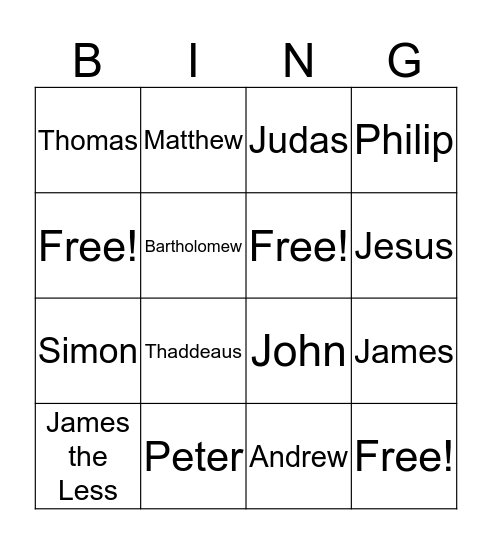 Disciple Bingo Card
