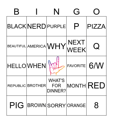 SIGN LANGUAGE Bingo 2 Bingo Card
