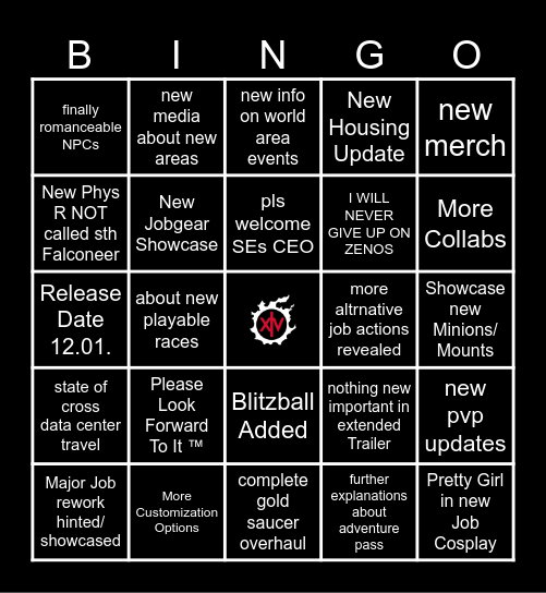 FFXIV Fanfest 2026 Bingo Card