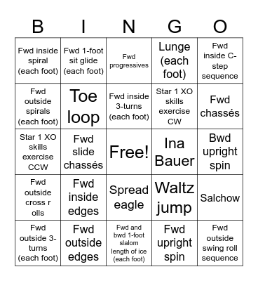 Star 1 Elements Bingo Card