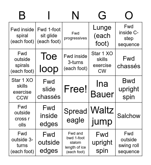 Star 1 Elements Bingo Card