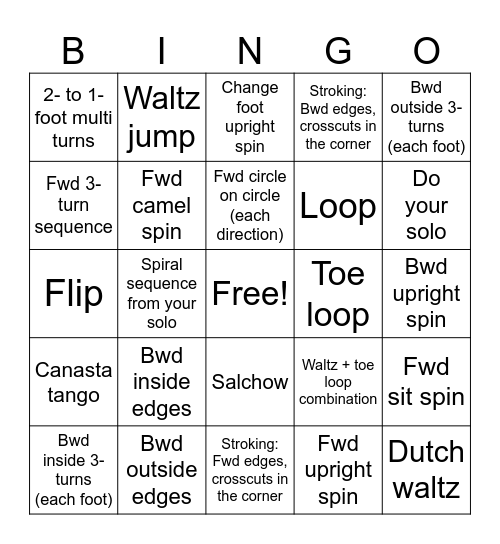 Star 2 Elements Bingo Card