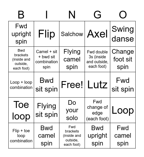 Star 4 Elements Bingo Card