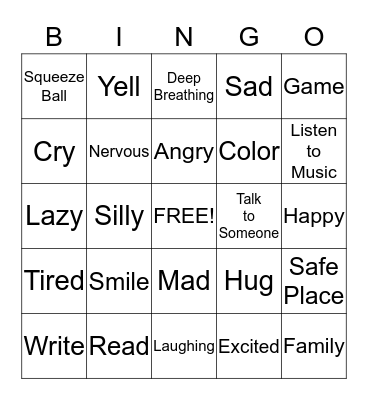 Feelings Bingo Card