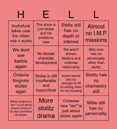 Helluva loss Bingo Card