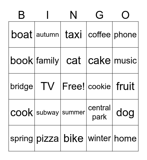 Aphasia Group Bingo Card