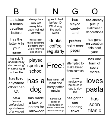 Hallowingo Bingo Card