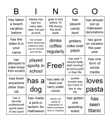 Hallowingo Bingo Card