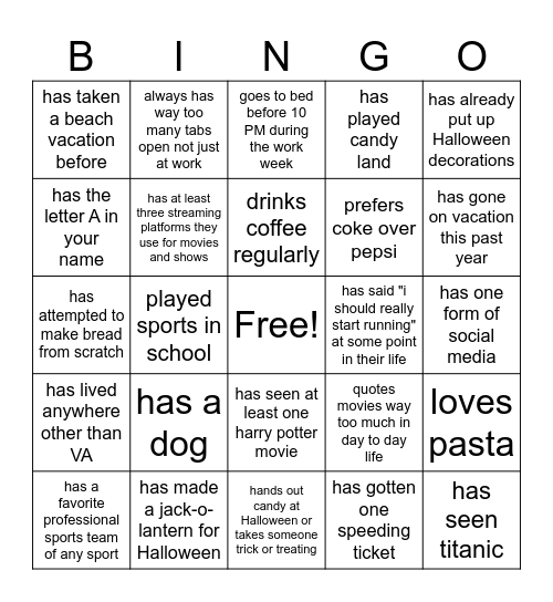 Hallowingo Bingo Card