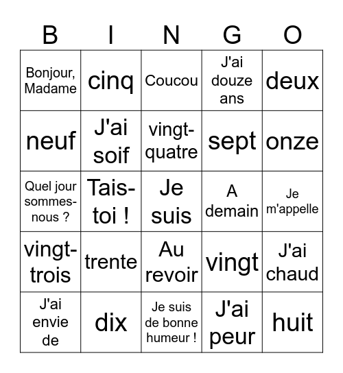 On commence ! Bingo Card