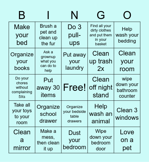 Clean up Bingo Card