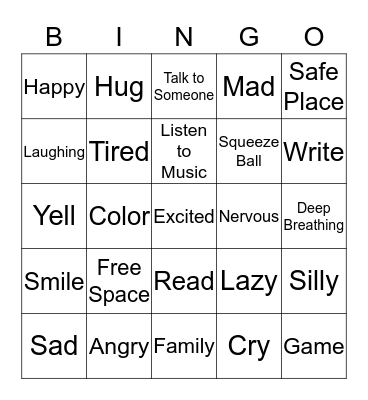 Feelings Bingo Card