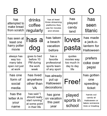 Hallowingo Bingo Card