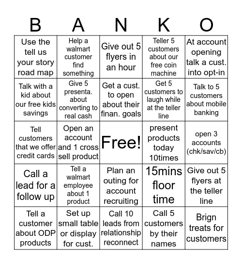 Guaranty Bank 607 Bingo Card