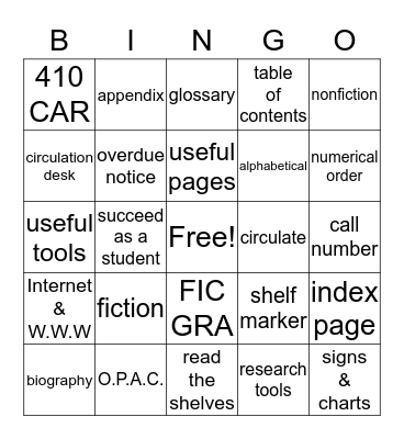 Library Benchmark Bingo Card