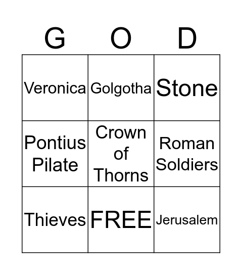Stations of the Cross  Bingo Card