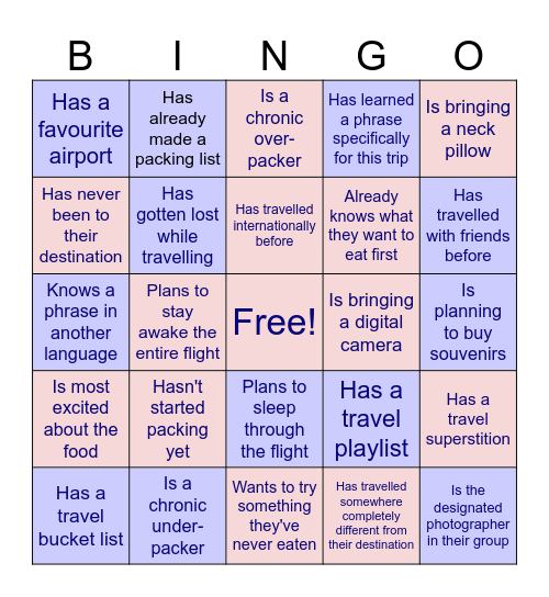 TRAVEL BINGO Card
