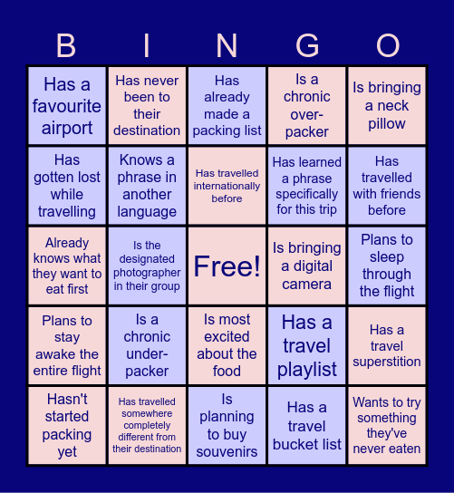 TRAVEL BINGO Card