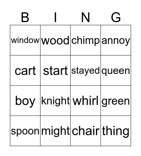 rwi set 2 Bingo Card