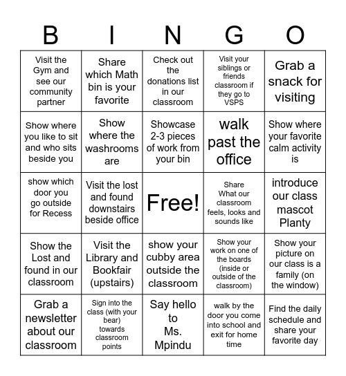 Meet The Teacher Scavenger Hunt Bingo Card