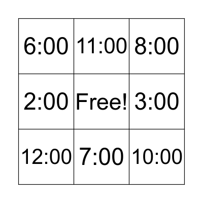 Time Bingo Card