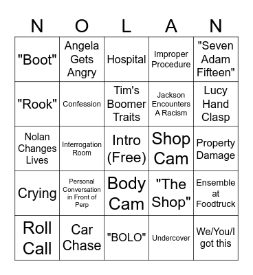 The Rookie Bingo Card