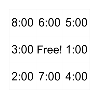 Time Bingo Card