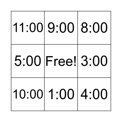 Time Bingo Card