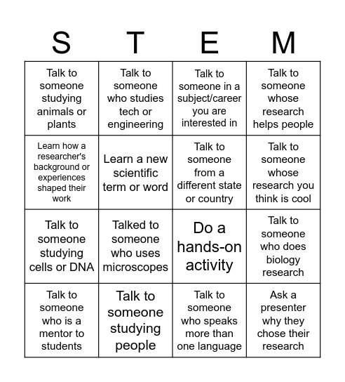 STEM Bingo! Bingo Card