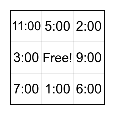 Time Bingo Card