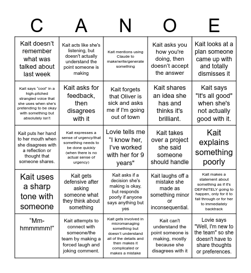 Barely Hanging On (work edition) Bingo Card