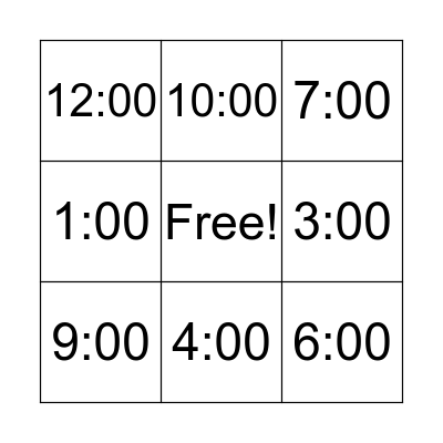 Time Bingo Card