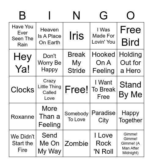 302 South Music Bingo Round 2 Bingo Card