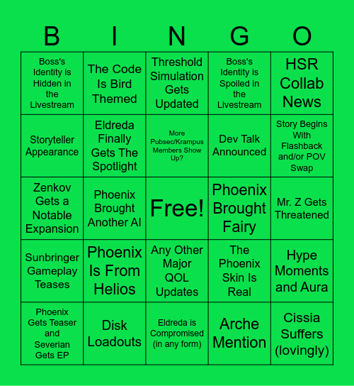 3.3 Livestream!!! Bingo Card