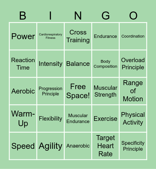 Fitness Bingo! Bingo Card