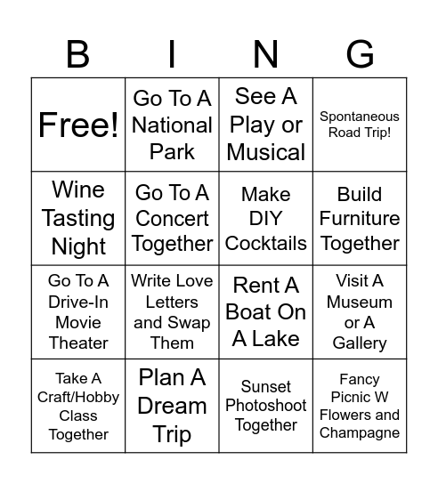 Our Second Year Bingo Card